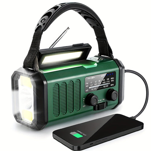 10000mAh Solar-Powered Emergency Radio with Flashlight-0