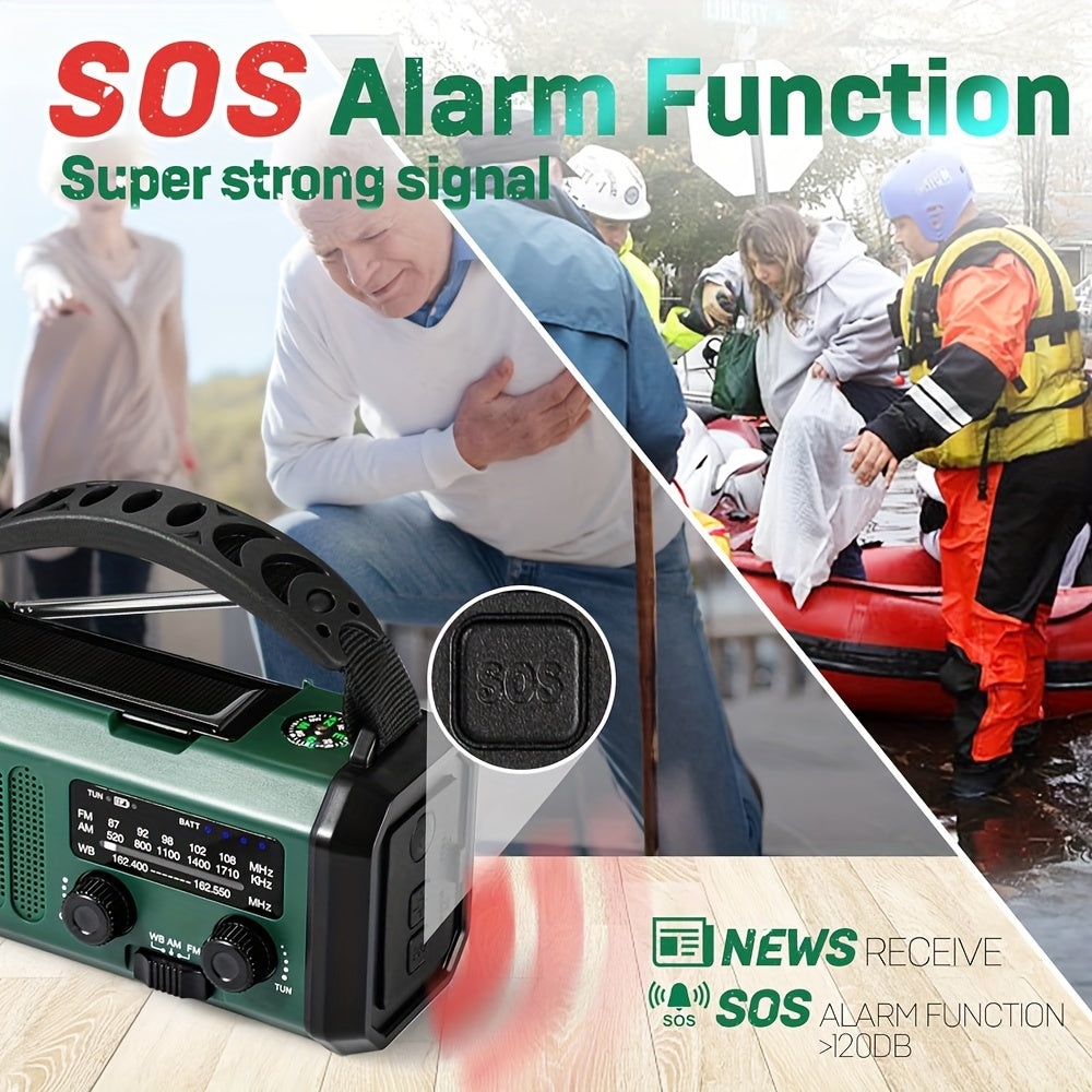 10000mAh Solar-Powered Emergency Radio with Flashlight-3